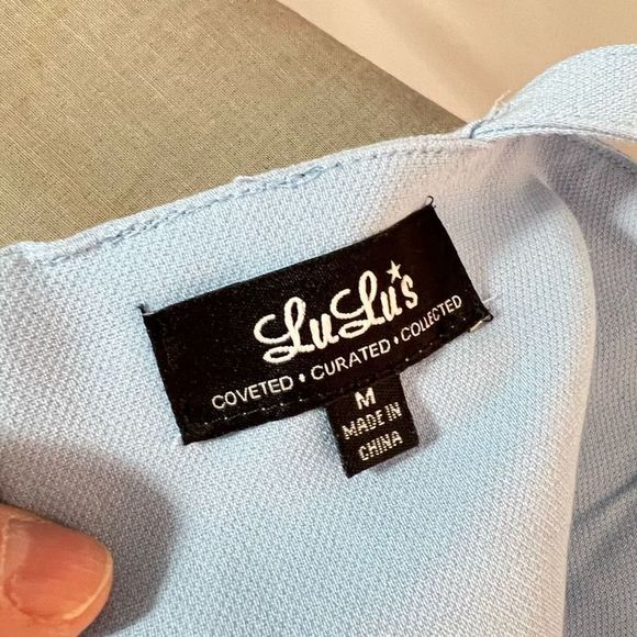 Lulu’s Meet Cute Light Blue Skater Dress size Medium - Picture 11 of 13